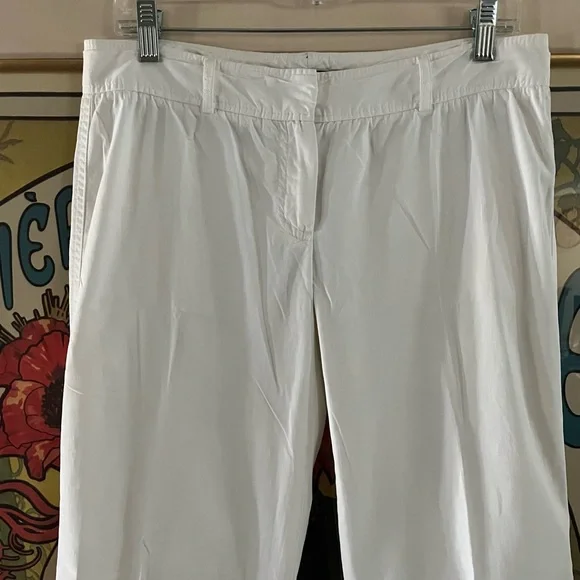 COPY - THEORY Pants Wide Leg Cotton Ivory/White Size 6 - Picture 2 of 16